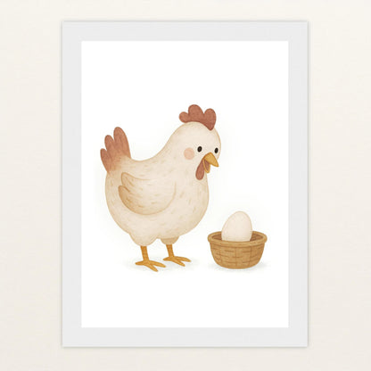 Hanni das Huhn - Motiv: "Ei" Poster mit Holzrahmen von tinylearner