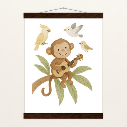 Aki der Affe - Motiv: "Ukulele" Poster mit Leisten von tinylearner