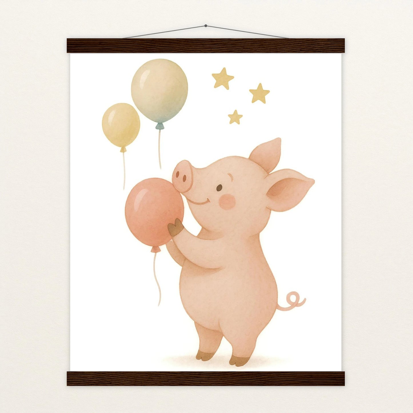 Susi das Schwein - Motiv: "Ballons" Poster mit Leisten von tinylearner