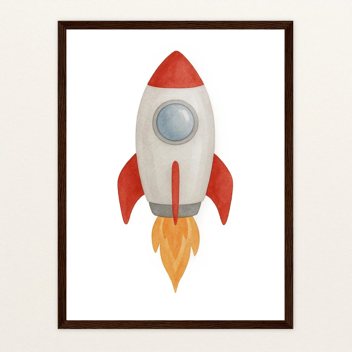 Rakete Poster mit Holzrahmen von tinylearner