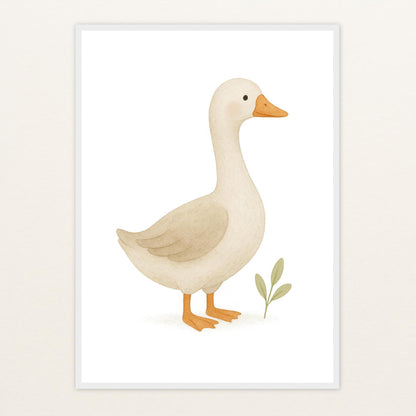 Gusi die Gans Poster mit Holzrahmen von tinylearner