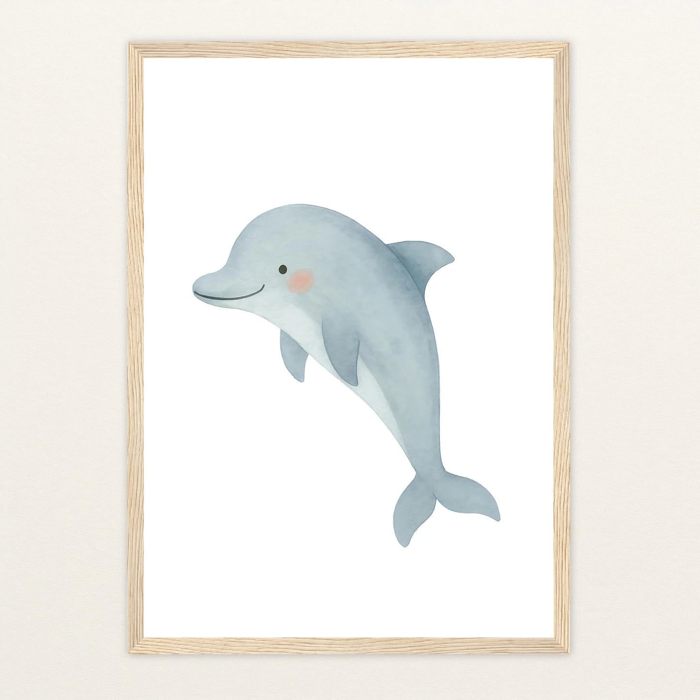 Dora der Delfin Poster mit Holzrahmen von tinylearner