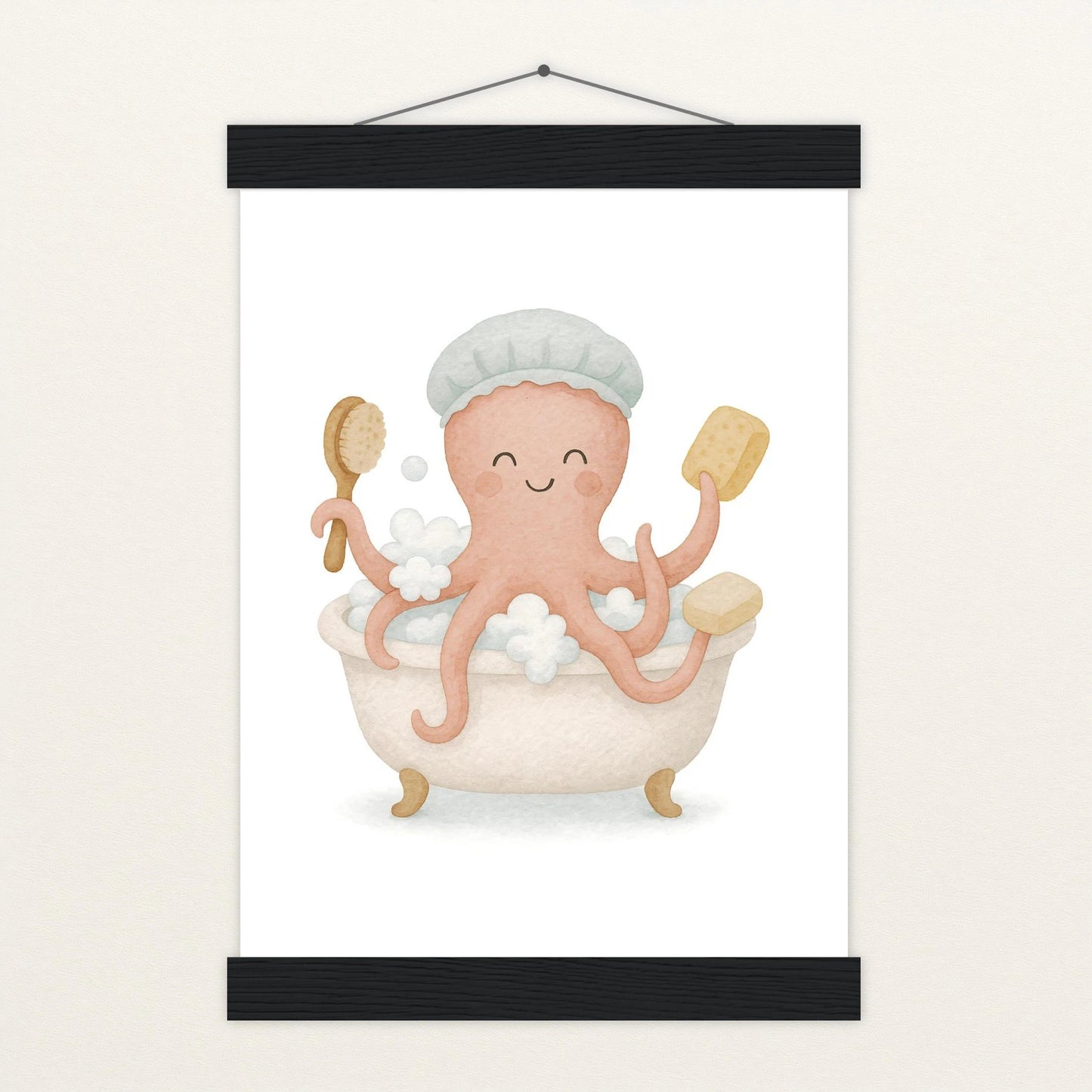 Tilli der Tintenfisch - Motiv: "Baden" Poster mit Leisten von tinylearner