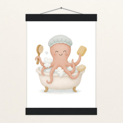 Tilli der Tintenfisch - Motiv: "Baden" Poster mit Leisten von tinylearner