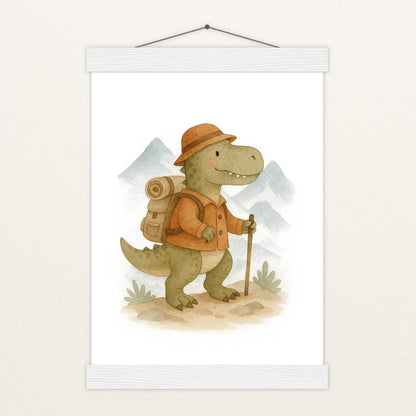 Dinosaurier T-Rex - Motiv: "Wandern" Poster mit Leisten von tinylearner