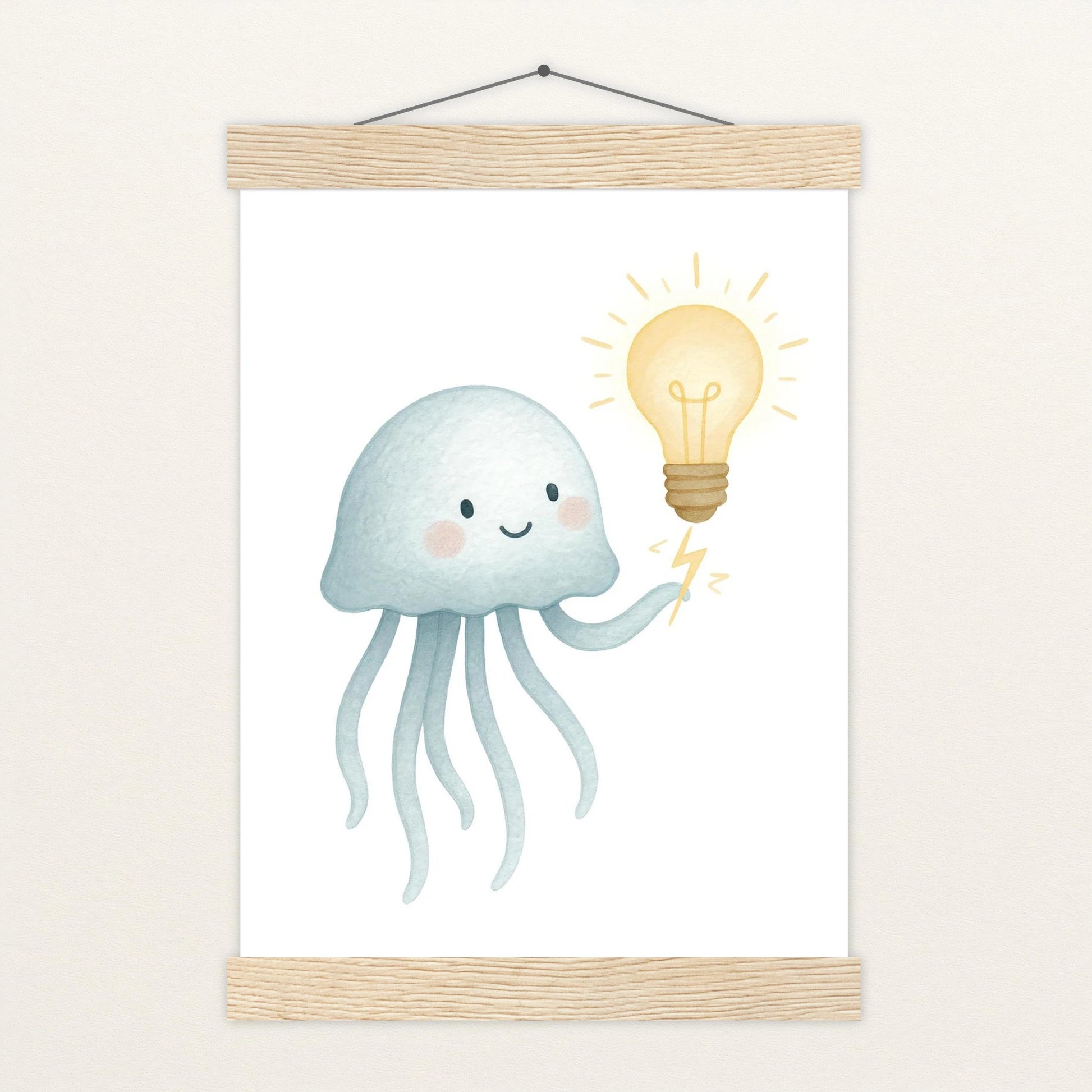 Quinn die Qualle - Motiv: "Glühbirne" Poster mit Leisten von tinylearner