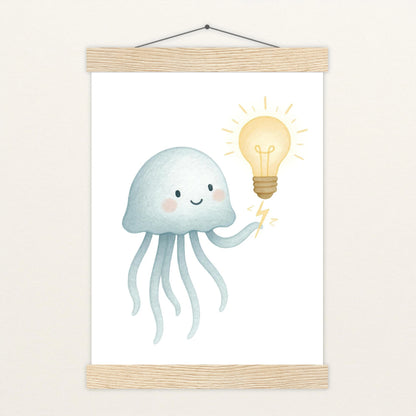 Quinn die Qualle - Motiv: "Glühbirne" Poster mit Leisten von tinylearner