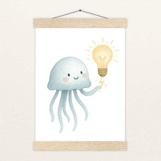 Quinn die Qualle - Motiv: "Glühbirne" Poster mit Leisten von tinylearner