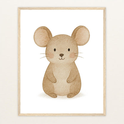 Mimi die Maus Poster mit Holzrahmen von tinylearner