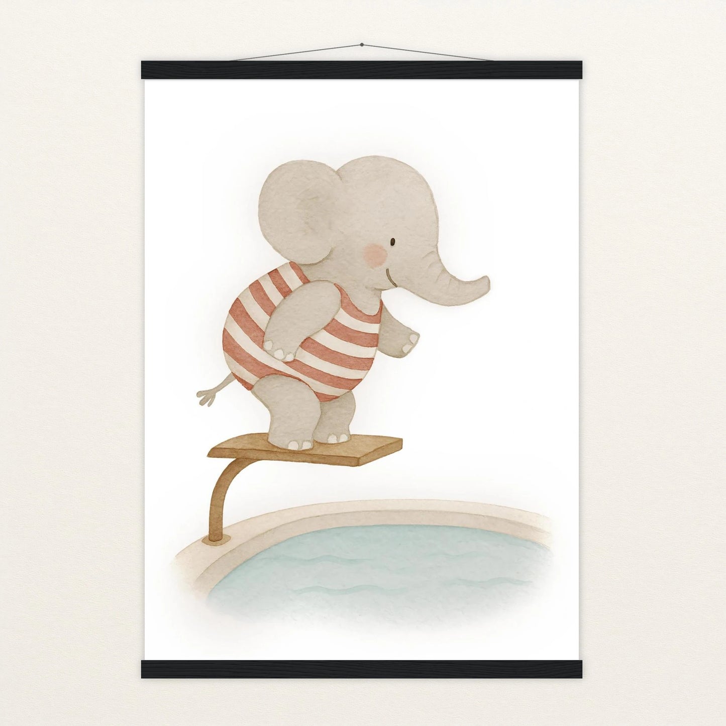 Emil der Elefant - Motiv: "Pool" Poster mit Leisten von tinylearner