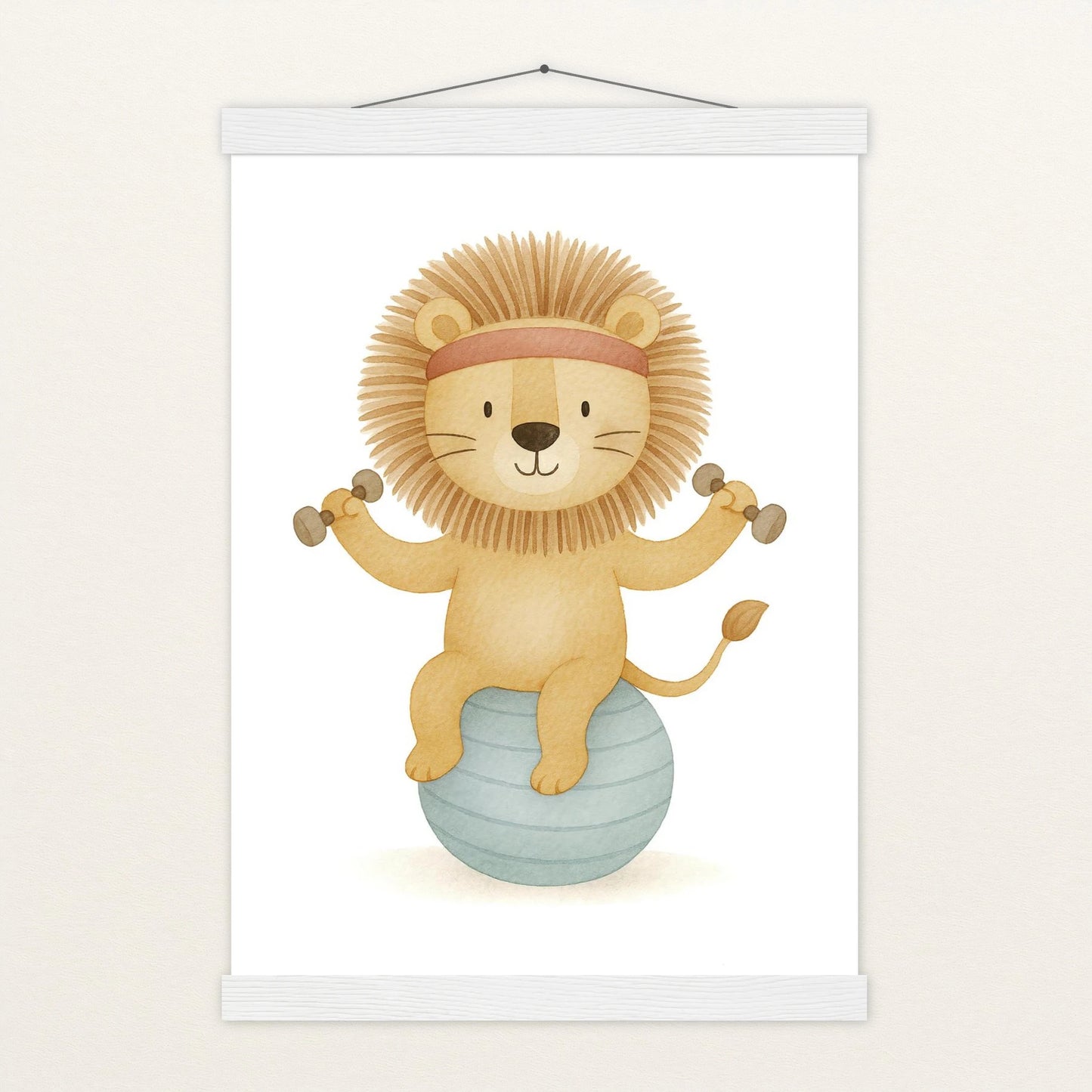 Leo der Löwe - Motiv: "Workout" Poster mit Leisten von tinylearner