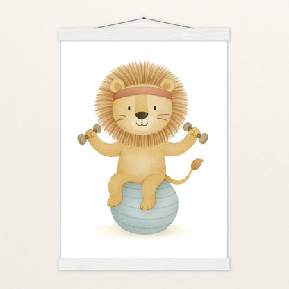 Leo der Löwe - Motiv: "Workout" Poster mit Leisten von tinylearner