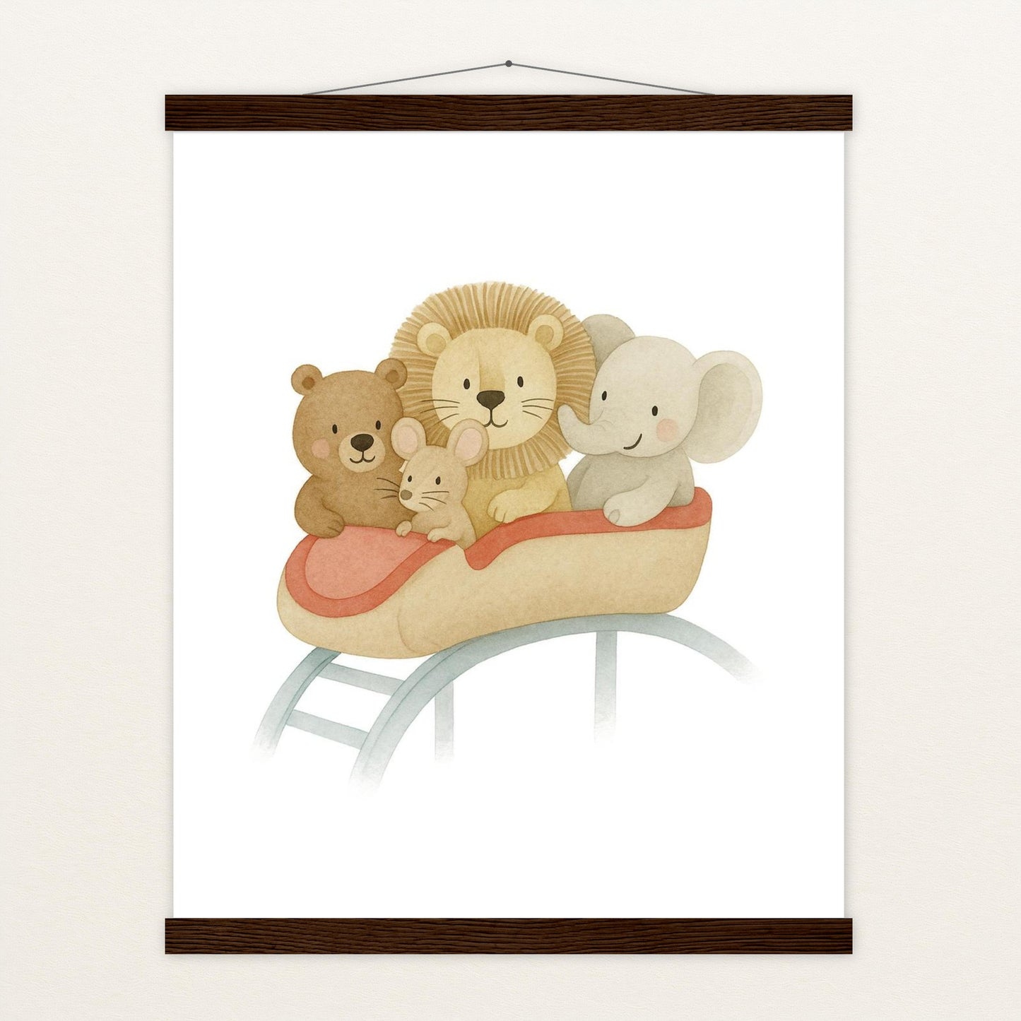 Tierfreunde - Motiv: "Achterbahn" Poster mit Leisten von tinylearner