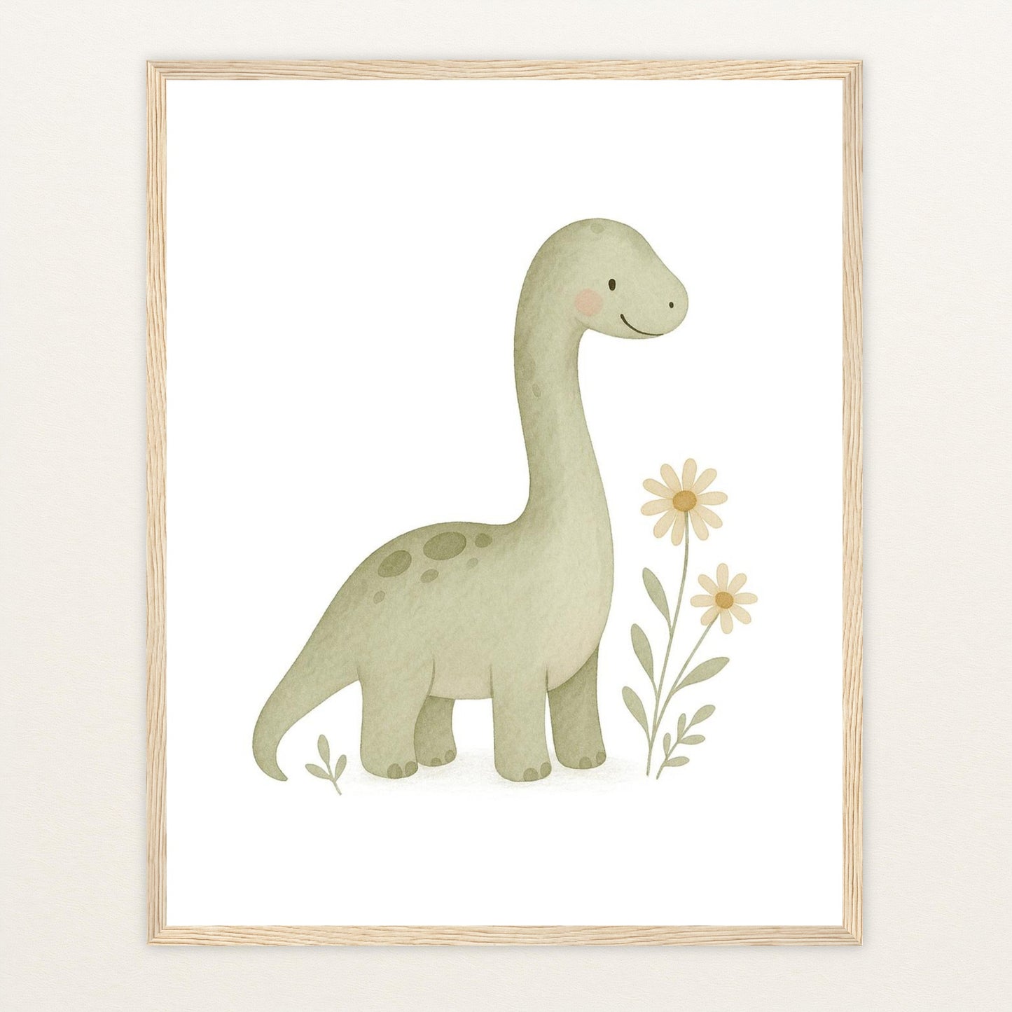 Dinosaurier Brachiosaurus Poster mit Holzrahmen von tinylearner