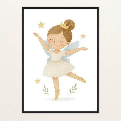 Fina die Fee - Motiv: "Ballett" Poster mit Holzrahmen von tinylearner