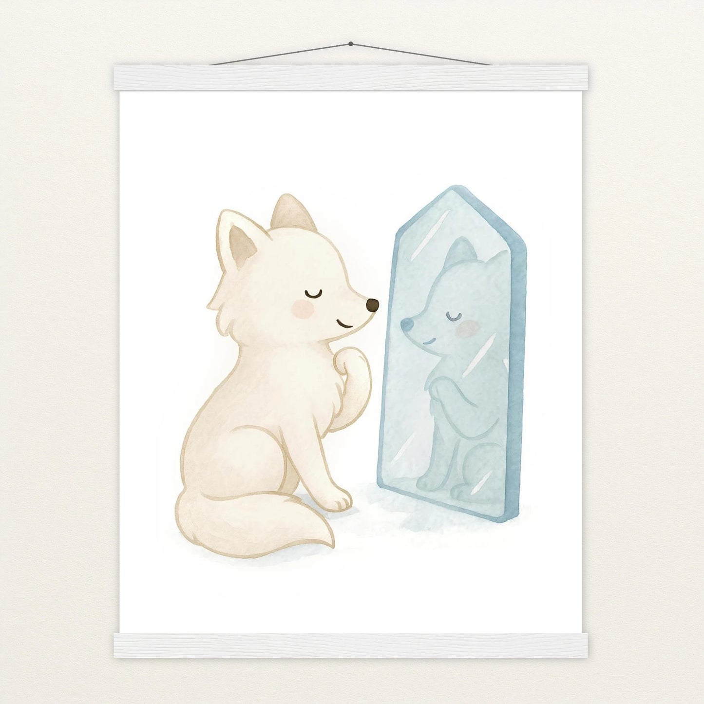 Pino der Polarfuchs - Motiv: "Spiegel" Poster mit Leisten von tinylearner