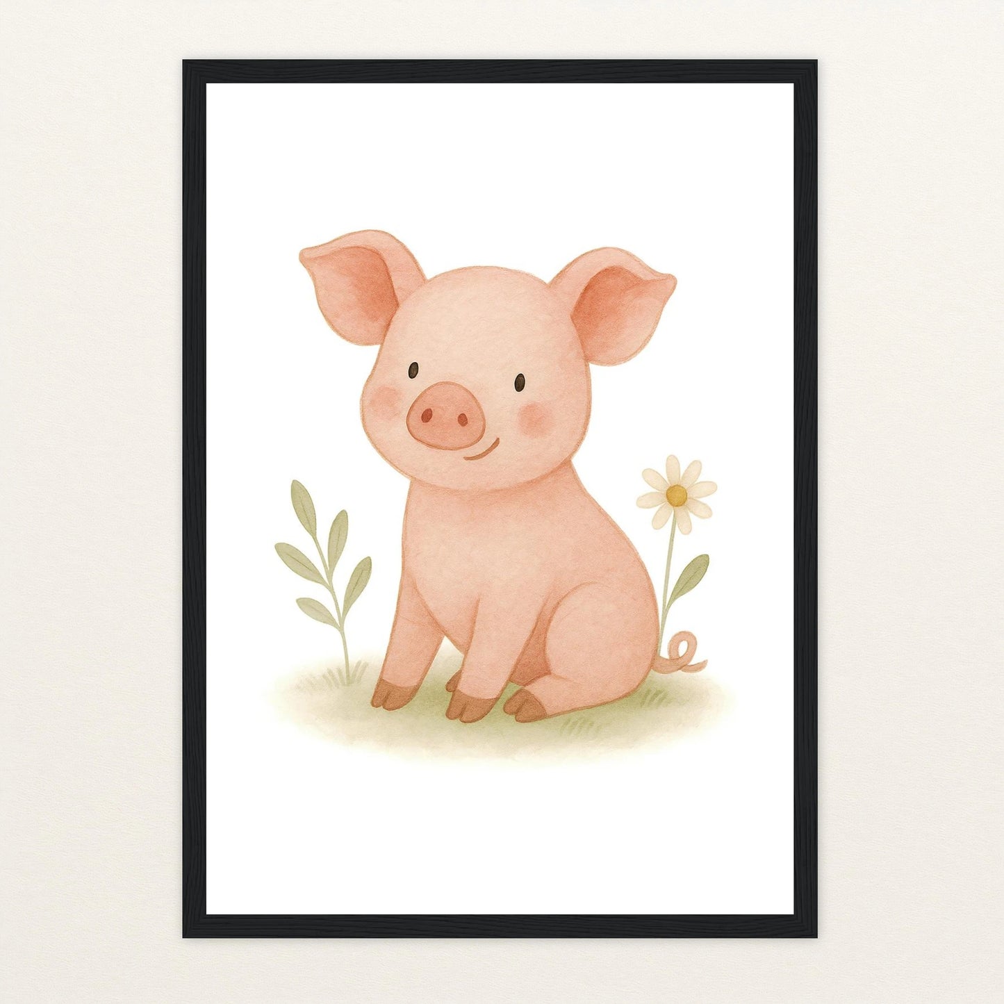 Susi das Schwein Poster mit Holzrahmen von tinylearner