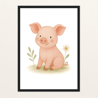 Susi das Schwein Poster mit Holzrahmen von tinylearner