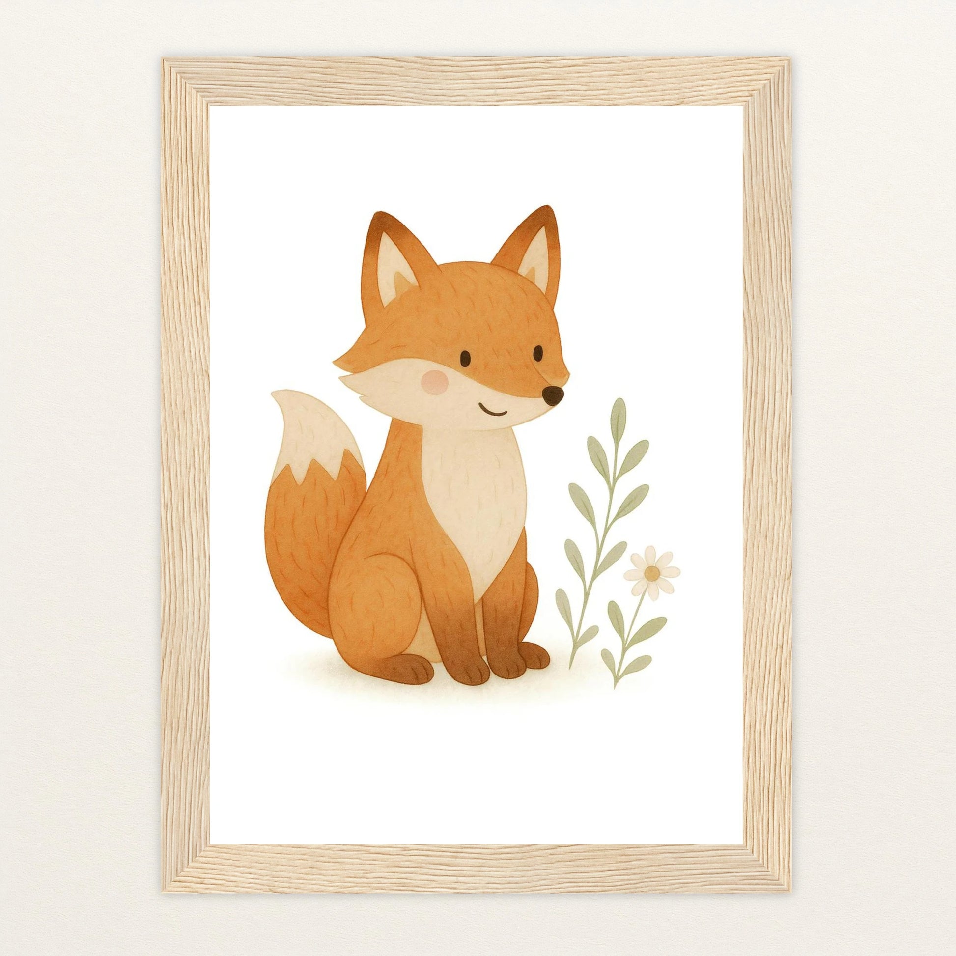 Finnegan der Fuchs Poster mit Holzrahmen von tinylearner