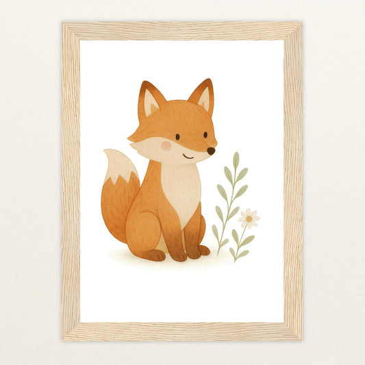 Finnegan der Fuchs Poster mit Holzrahmen von tinylearner