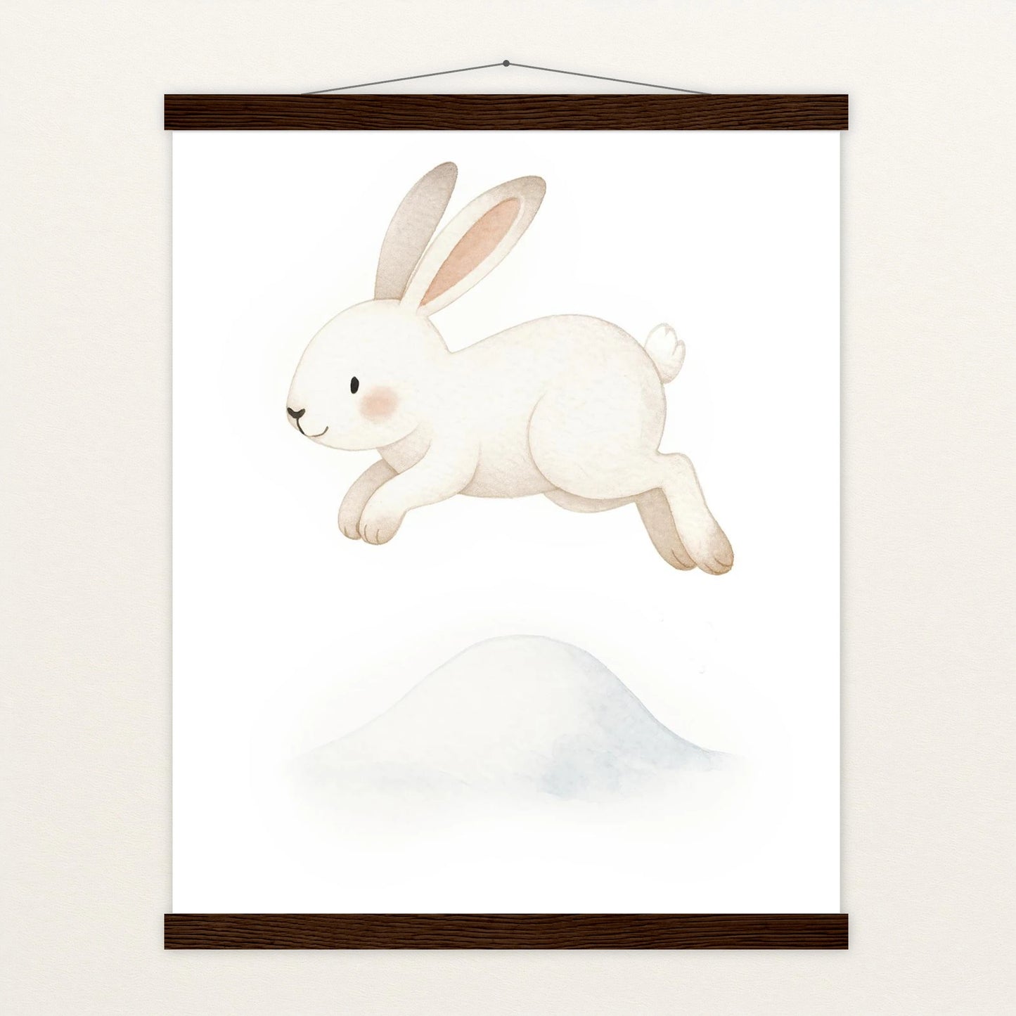 Sina der Schneehase - Motiv: "Schneehügel" Poster mit Leisten von tinylearner