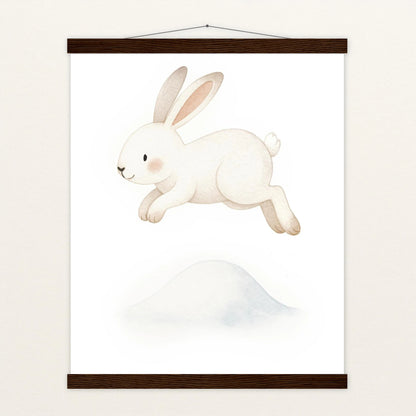 Sina der Schneehase - Motiv: "Schneehügel" Poster mit Leisten von tinylearner