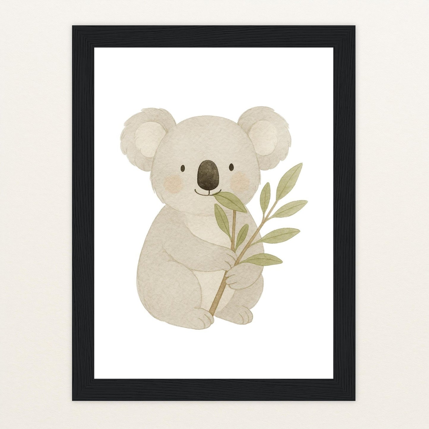 Kori der Koala - Motiv: "Eukalyptus" Poster mit Holzrahmen von tinylearner