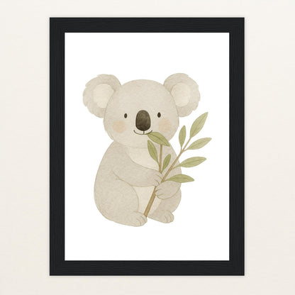 Kori der Koala - Motiv: "Eukalyptus" Poster mit Holzrahmen von tinylearner