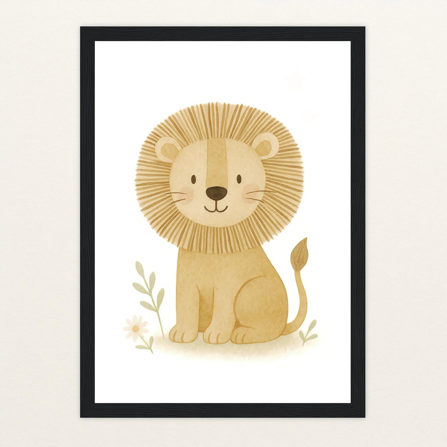 Leo der Löwe Poster mit Holzrahmen von tinylearner