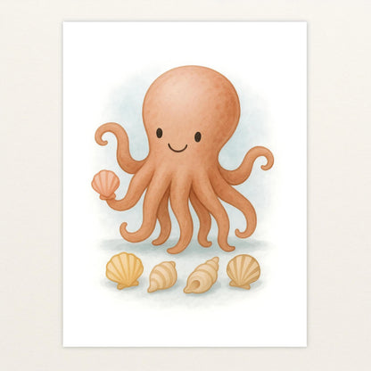 Tilli der Tintenfisch - Motiv: "Muscheln" Poster von tinylearner