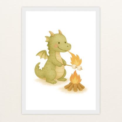 Drax der Drache - Motiv: "Marshmallows" Poster mit Holzrahmen von tinylearner