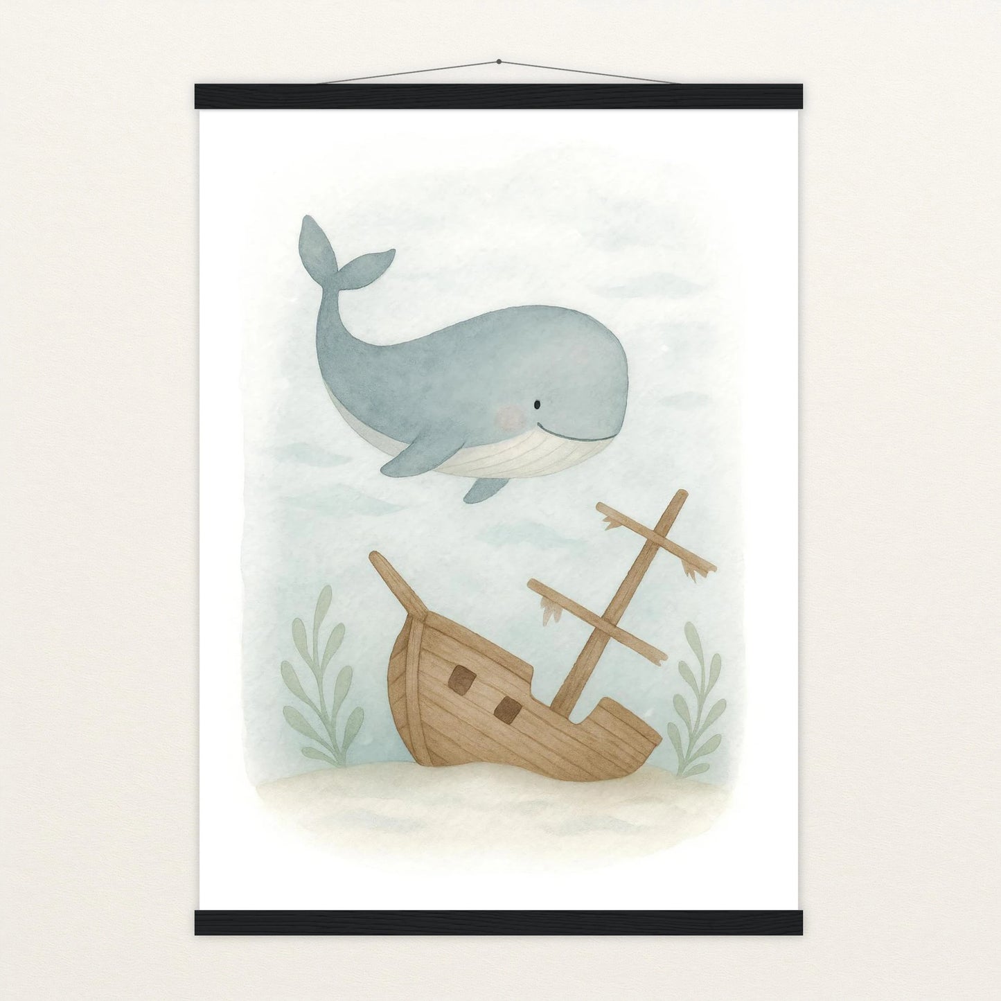 Willi der Wal - Motiv: "Schiffswrack" Poster mit Leisten von tinylearner