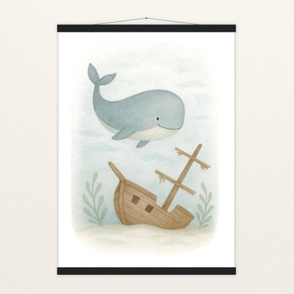 Willi der Wal - Motiv: "Schiffswrack" Poster mit Leisten von tinylearner