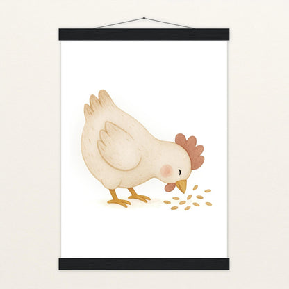 Hanni das Huhn - Motiv: "Körner" Poster mit Leisten von tinylearner