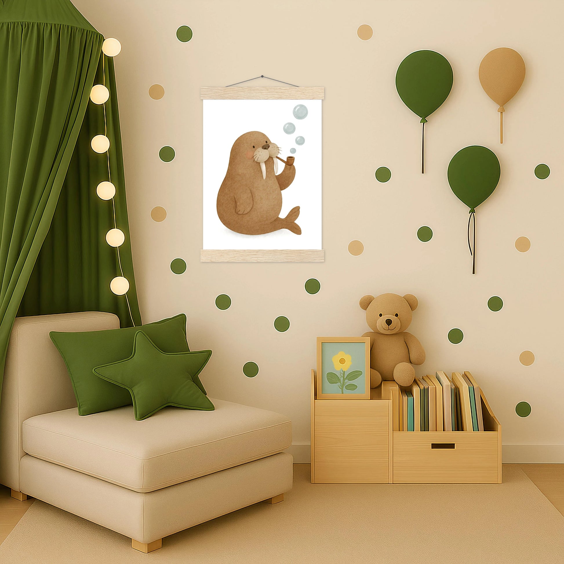 Wally das Walross - Motiv: "Blubbern" Poster mit Leisten von tinylearner