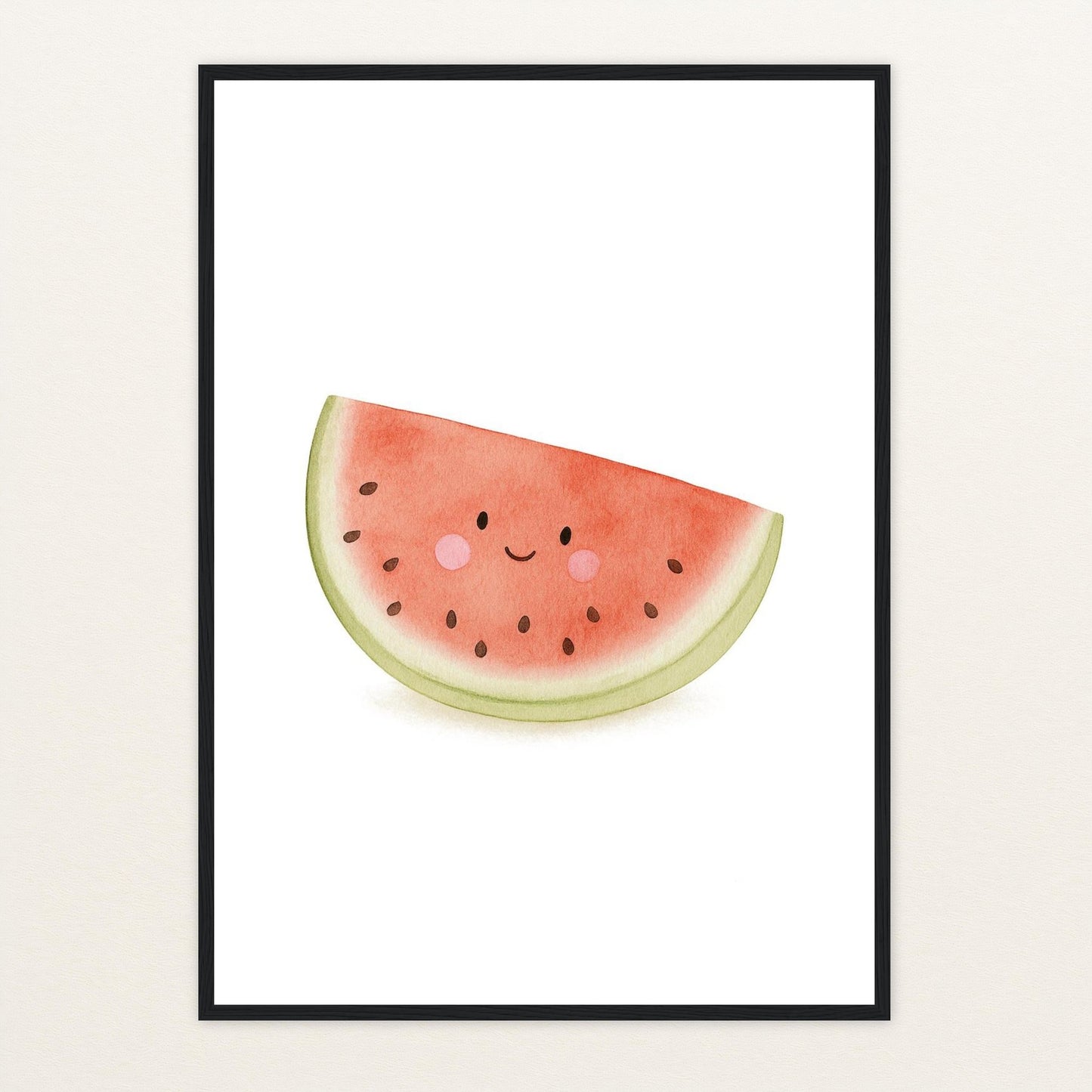 Obst: Melone Poster mit Holzrahmen von tinylearner