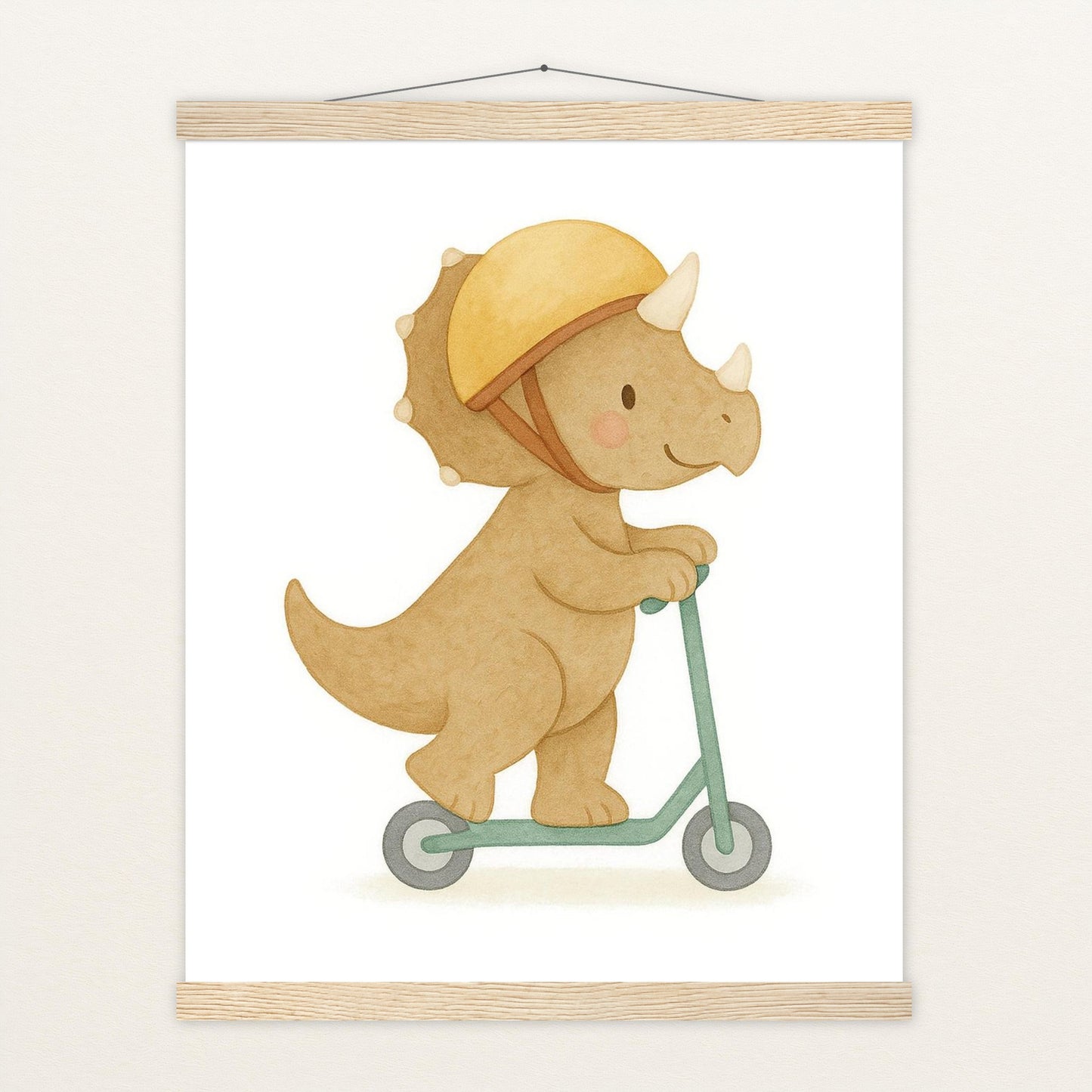 Dinosaurier Triceratops - Motiv: "Roller" Poster mit Leisten von tinylearner