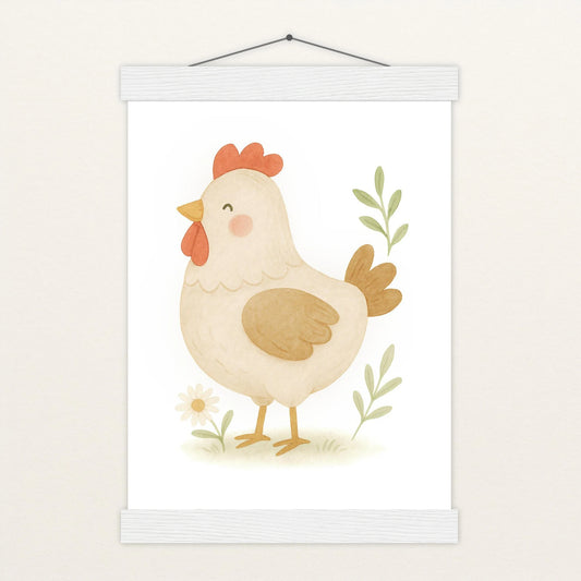 Hanni das Huhn Poster mit Leisten von tinylearner
