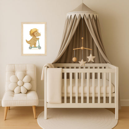 Dinosaurier Triceratops - Motiv: "Roller" Poster mit Holzrahmen von tinylearner