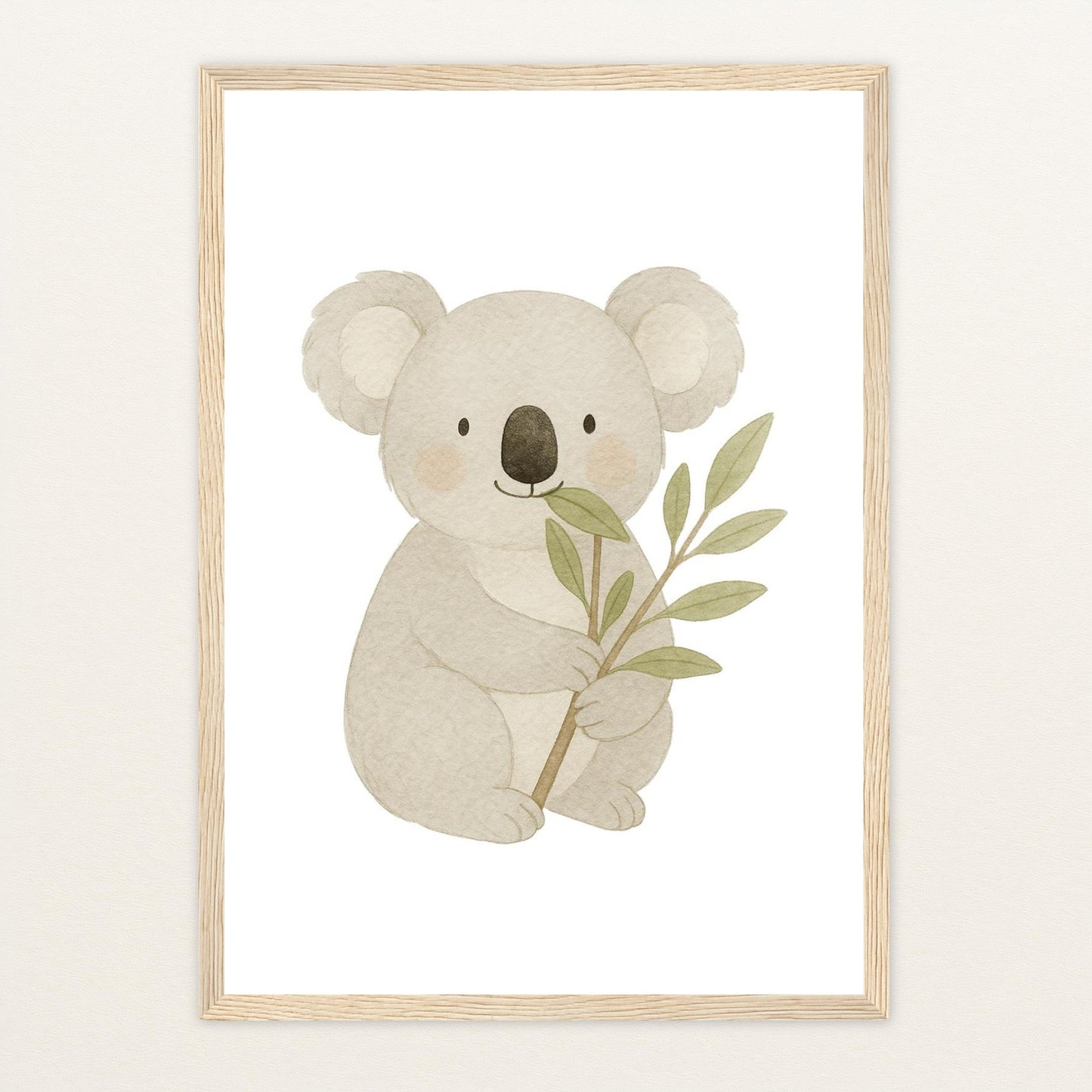 Kori der Koala - Motiv: "Eukalyptus" Poster mit Holzrahmen von tinylearner
