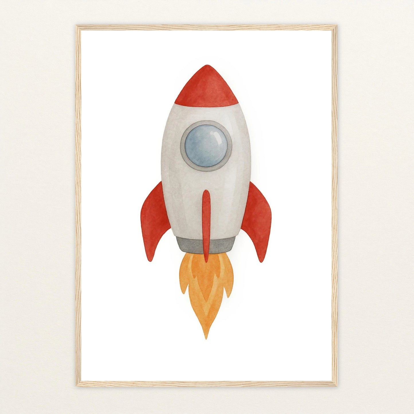 Rakete Poster mit Holzrahmen von tinylearner