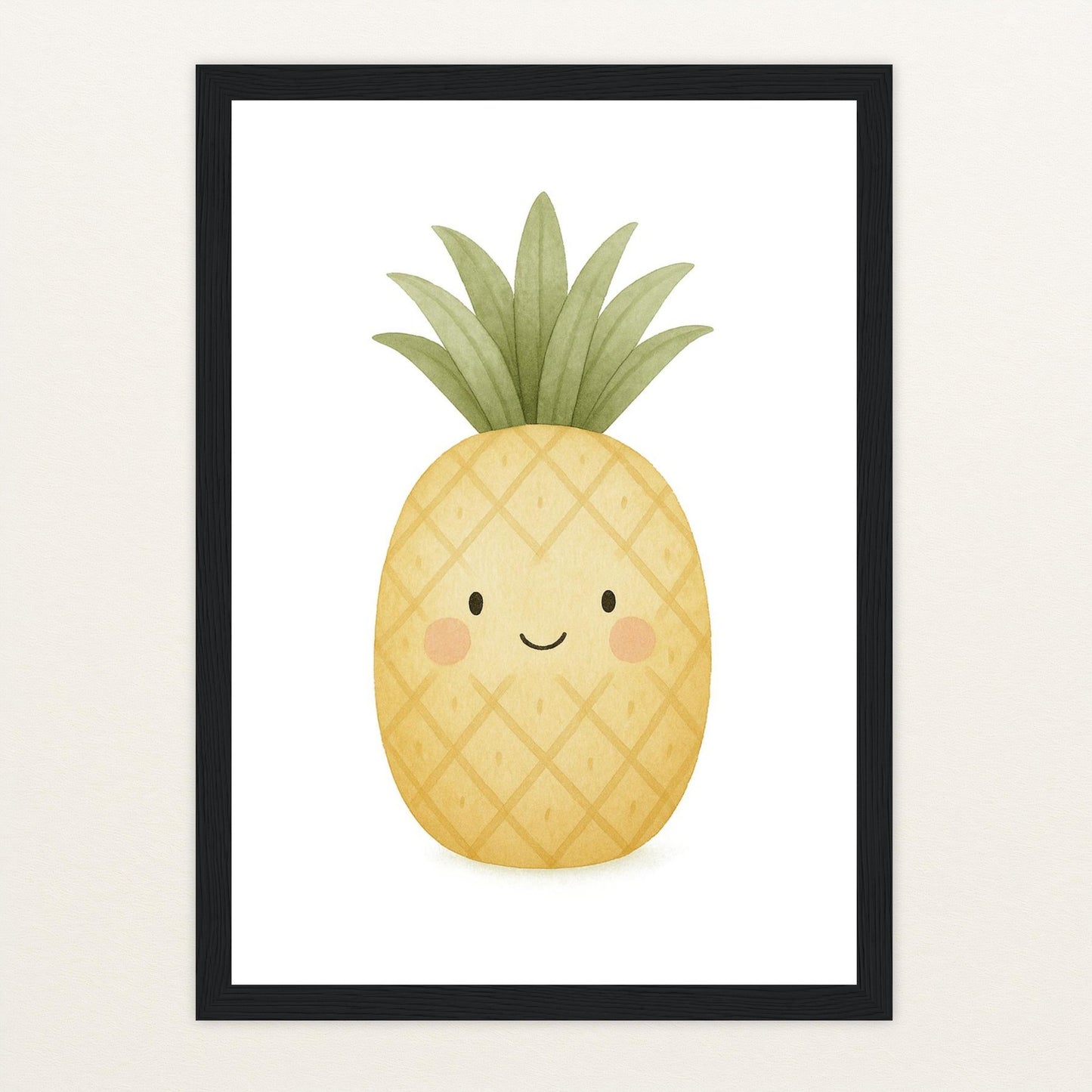 Obst: Ananas Poster mit Holzrahmen von tinylearner