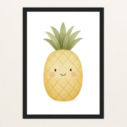 Obst: Ananas Poster mit Holzrahmen von tinylearner