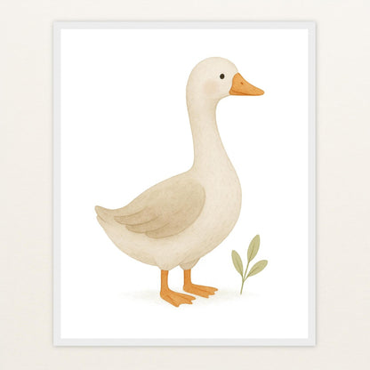Gusi die Gans Poster mit Holzrahmen von tinylearner