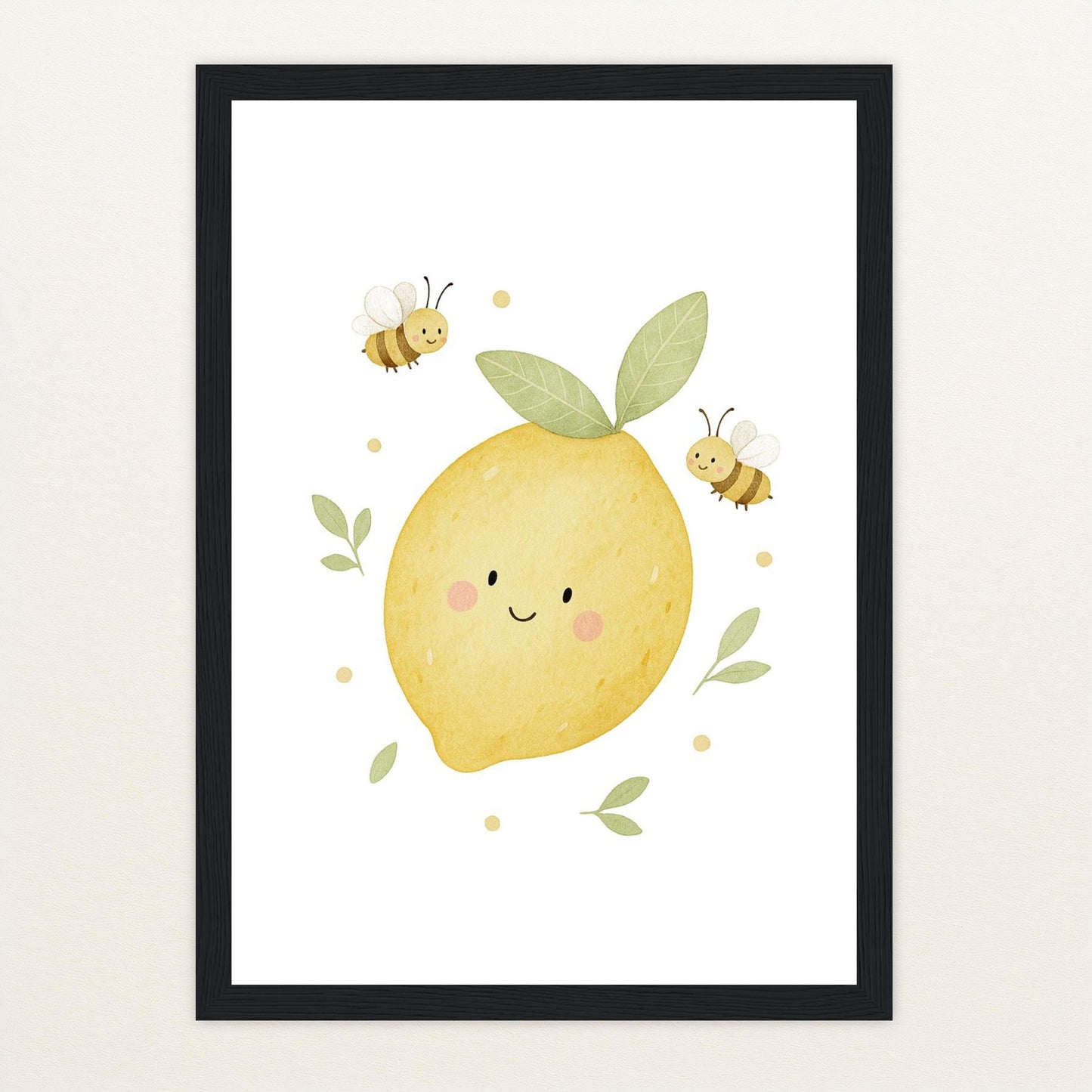 Obst: Zitrone Poster mit Holzrahmen von tinylearner