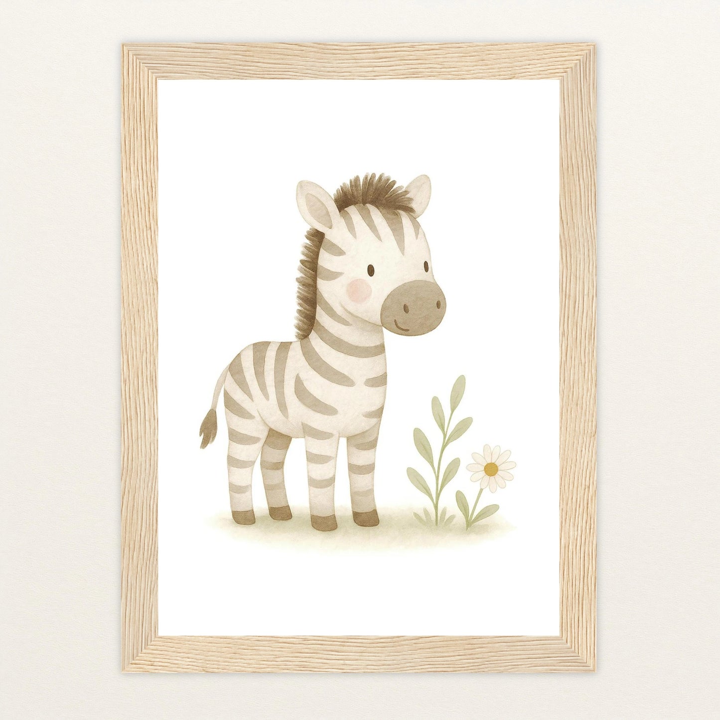 Zinni das Zebra Poster mit Holzrahmen von tinylearner