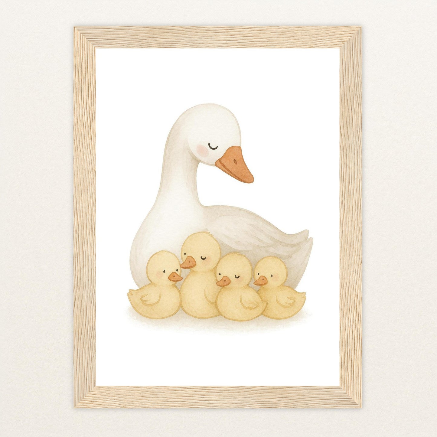 Gusi die Gans - Motiv: "Familie" Poster mit Holzrahmen von tinylearner