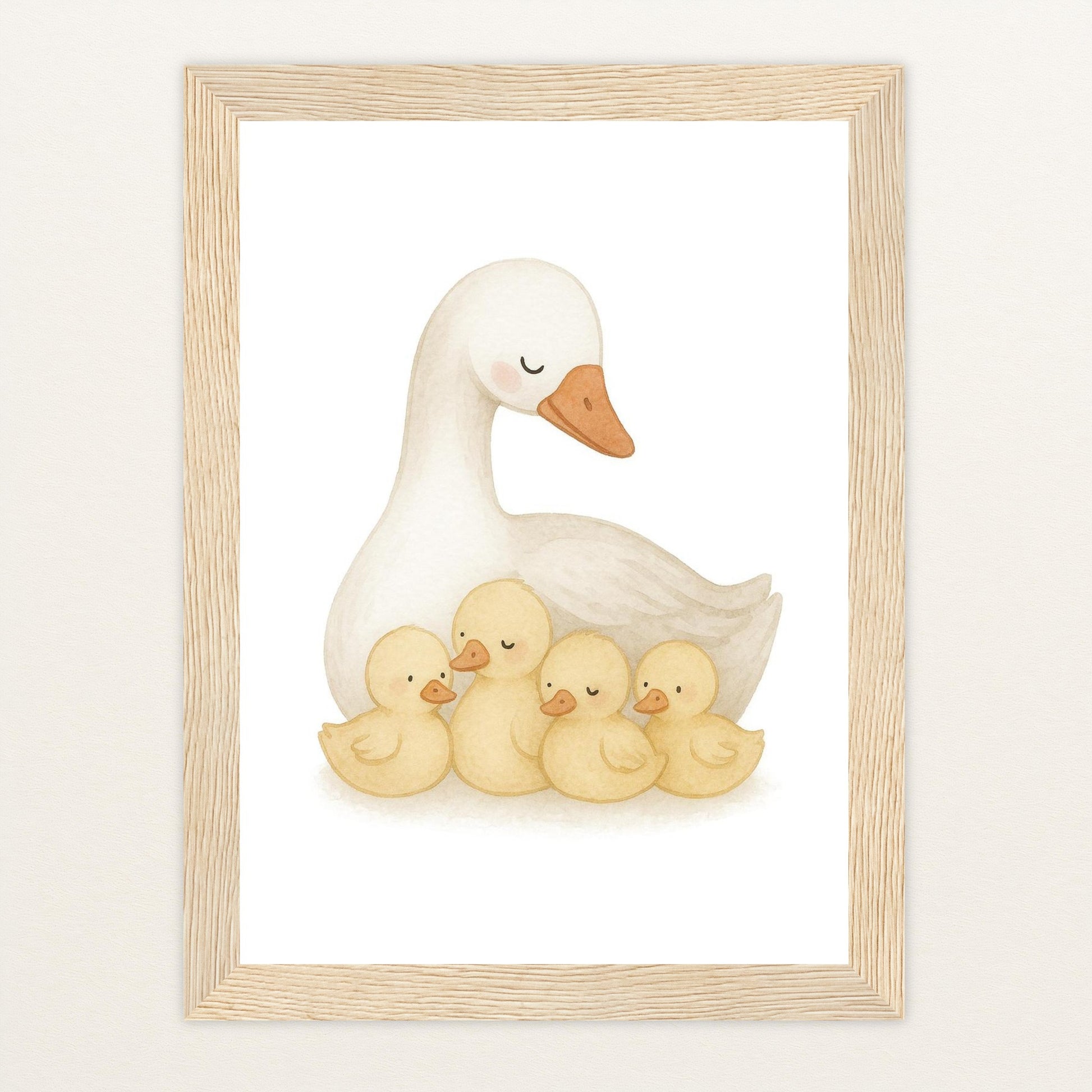 Gusi die Gans - Motiv: "Familie" Poster mit Holzrahmen von tinylearner