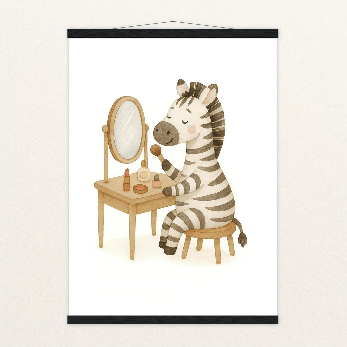 Zinni das Zebra - Motiv: "Schminken" Poster mit Leisten von tinylearner