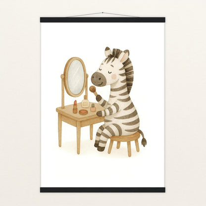 Zinni das Zebra - Motiv: "Schminken" Poster mit Leisten von tinylearner